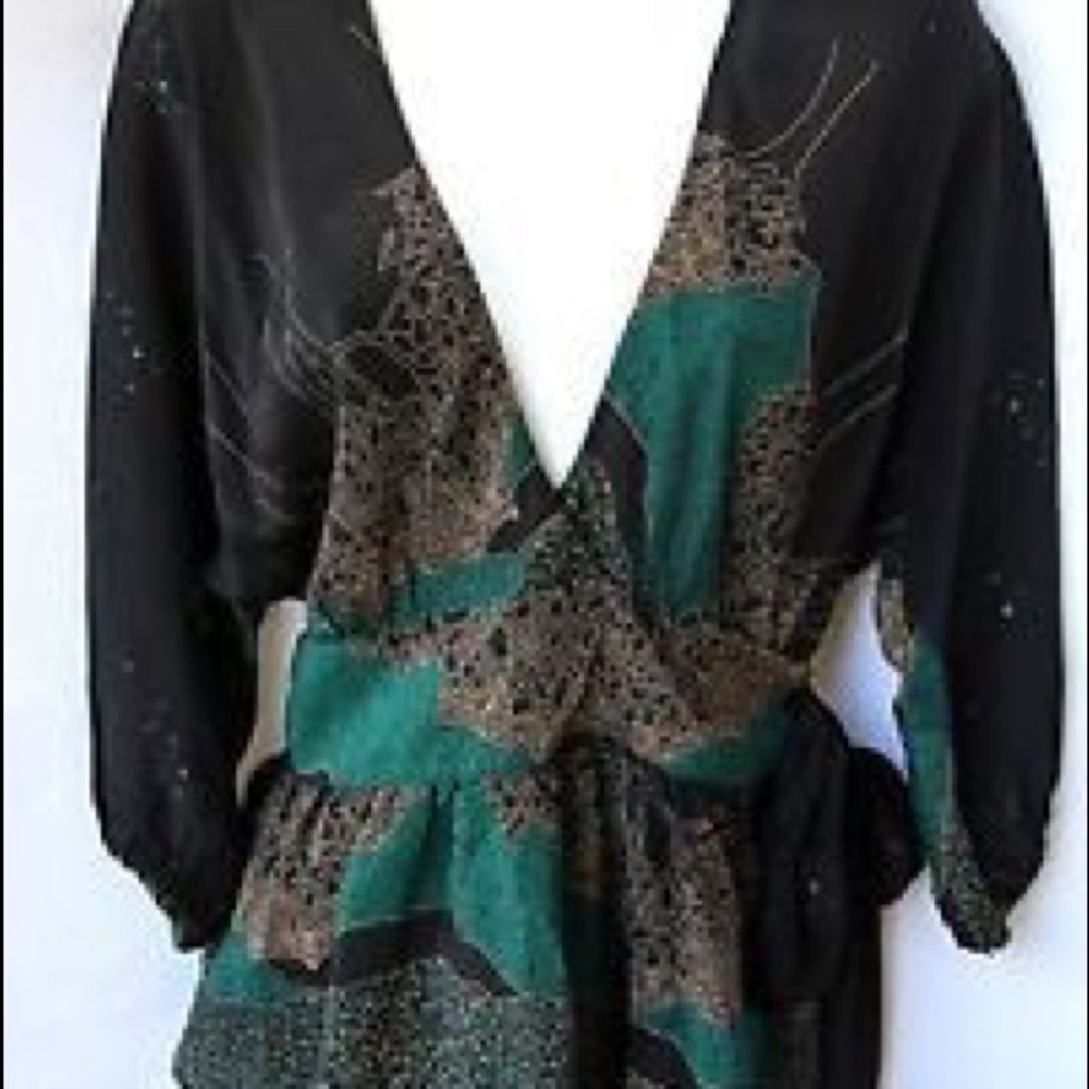 Anthropologie Maple 3/4 silk wrap blouse